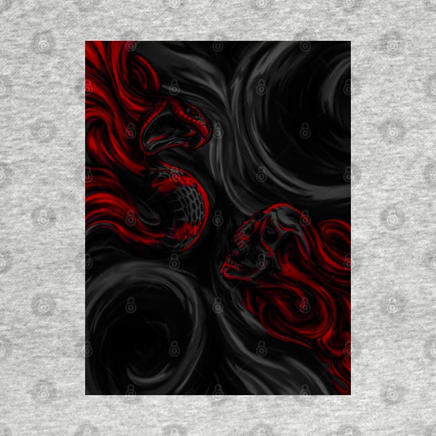 Skull & Snake (dark red) by FattoAMano